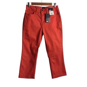 Lee Jeans Women's Orange Red Mid Rise Cropped Stretch Jeans Pants Size 6M NWT